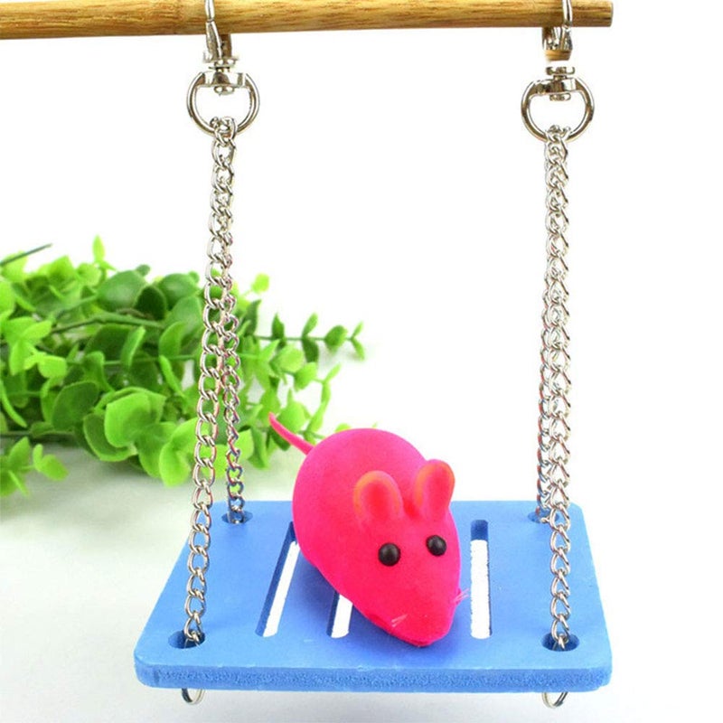 PZRT 1-Pack Cute Parrot Hamster Small Swing Hanging Bed Wooden Cage Hamster Toy Chinchilla Amuse Mouse Pet Gadget (White) - Image 4